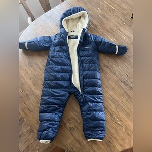 Eddie Bauer Navy and Cream Fleece down feather  Snowsuit/bunting suit.